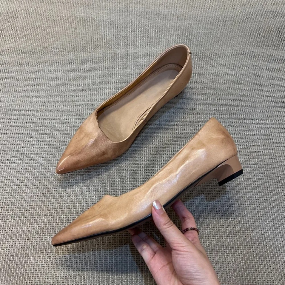 Leatherwork In French - Lage hak leren Mary Janes dames