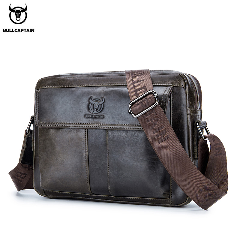 Leather Work Laptop Bag - BULLCAPTAIN Crossbodytas voor heren van echt