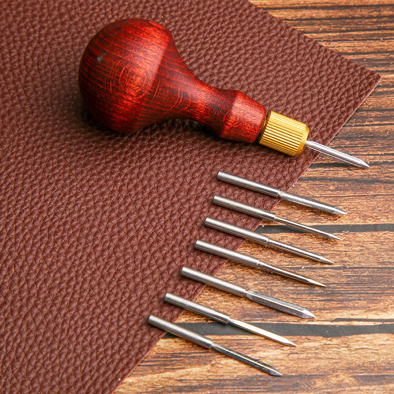 Leatherwork Hole Punch - 1Set DIY Lederen Punch Priem Houten