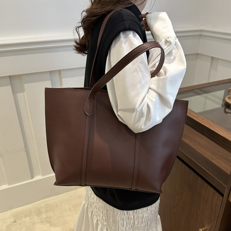 Leather Work Laptop Bag - Retro schoudertas van kunstleer, grote capaciteit