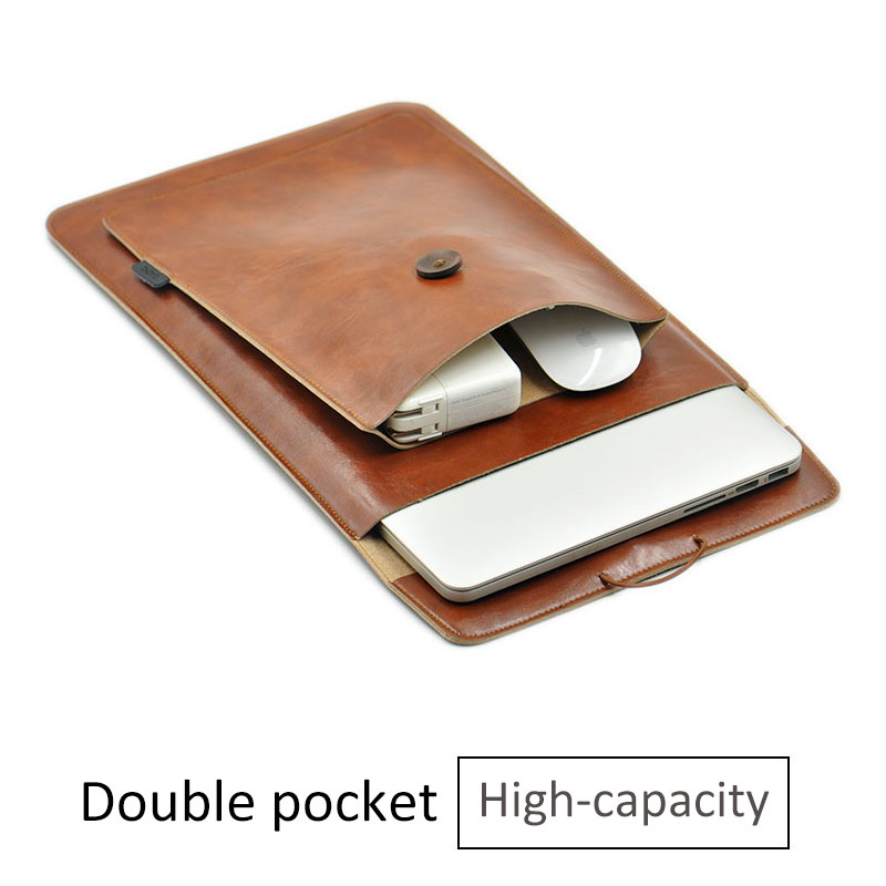 Leather Work Laptop Bag - Dubbellaags laptoptas met hoge capaciteit, microvezel