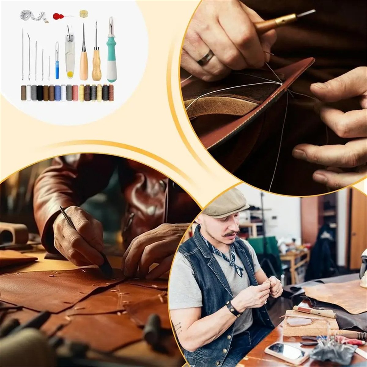 Leatherwork Needles - AA77 NIEUW Lederbewerkingsset Lederen bankreparatie naaiset