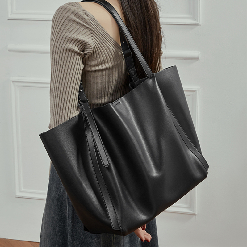 Leather Work Bag Women - HIFASHION Grote, zachte, echte leren werktas