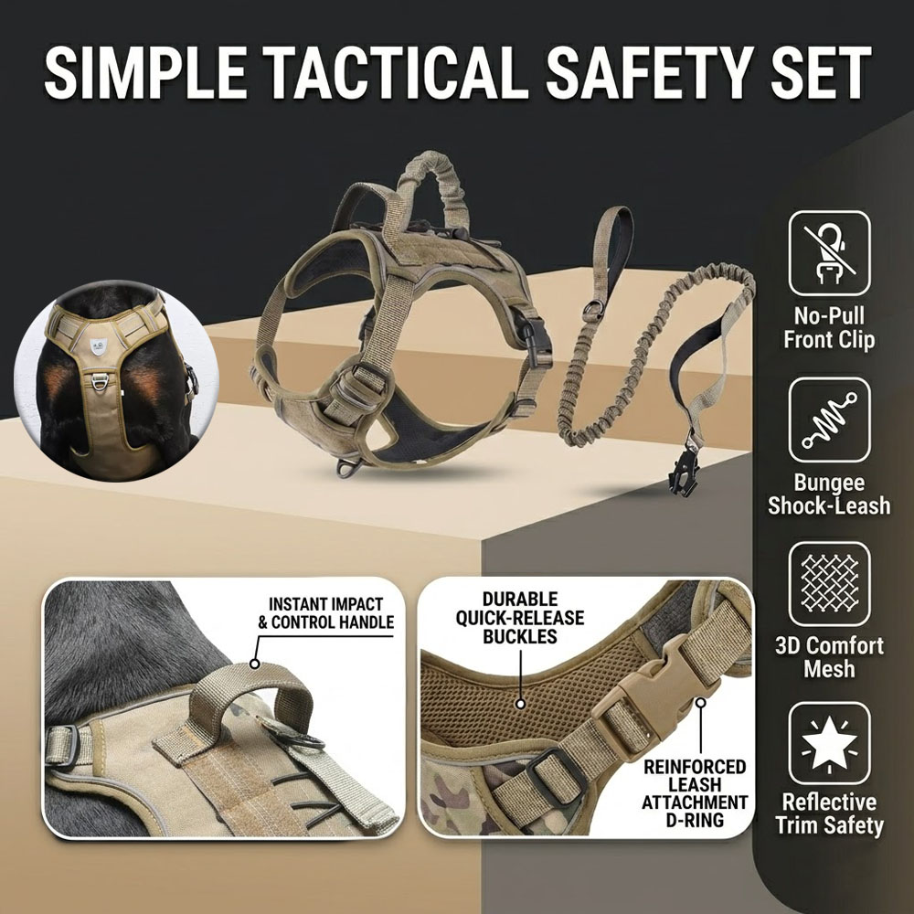 Leather Work Vest For Men - Tactisch hondenharnas, verstelbaar, militair werkend hondenvest,