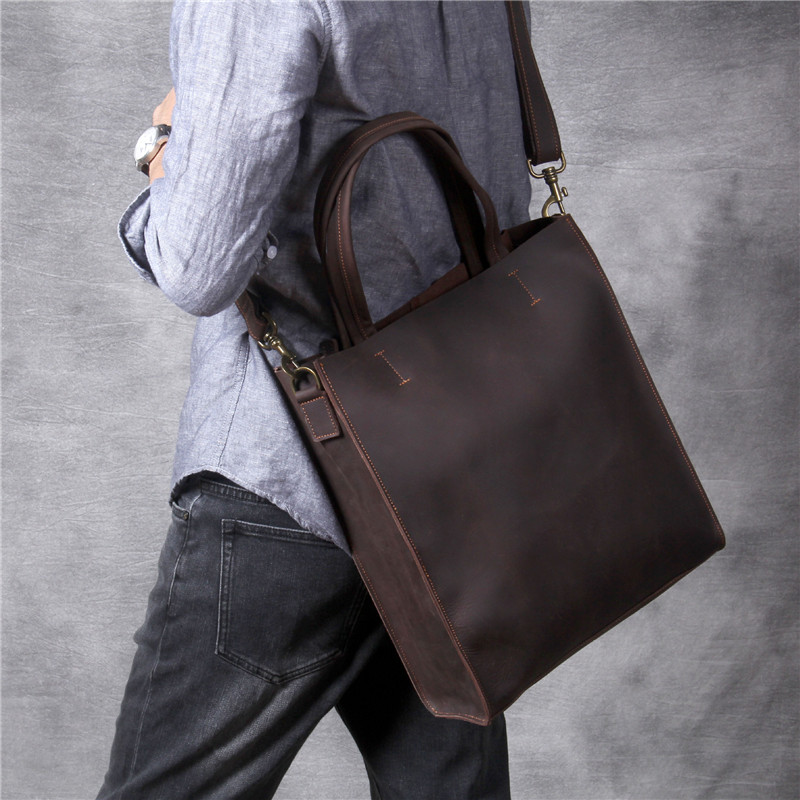 Vintage lederen heren handtas  - Leather Work Laptop Bag recensie en prijs