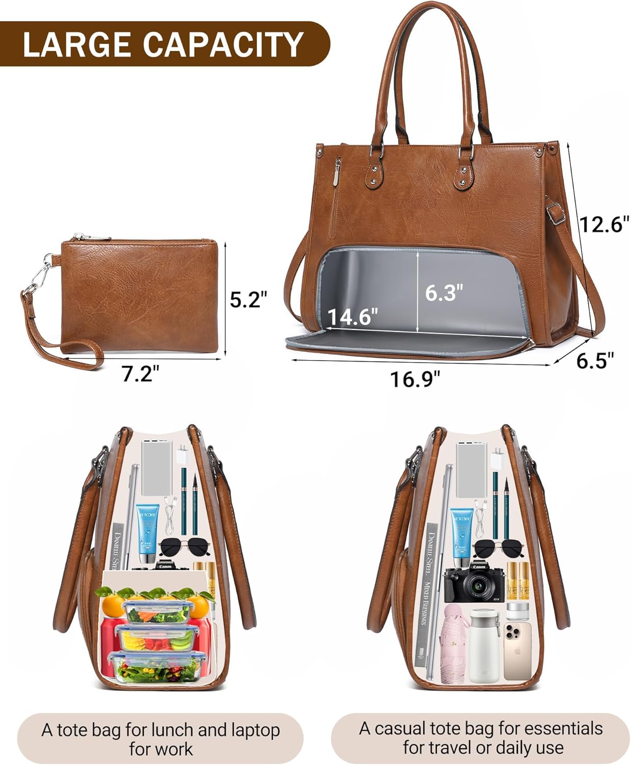 2-in-1 laptoptas met geïsoleer - Leather Work Laptop Bag recensie en prijs