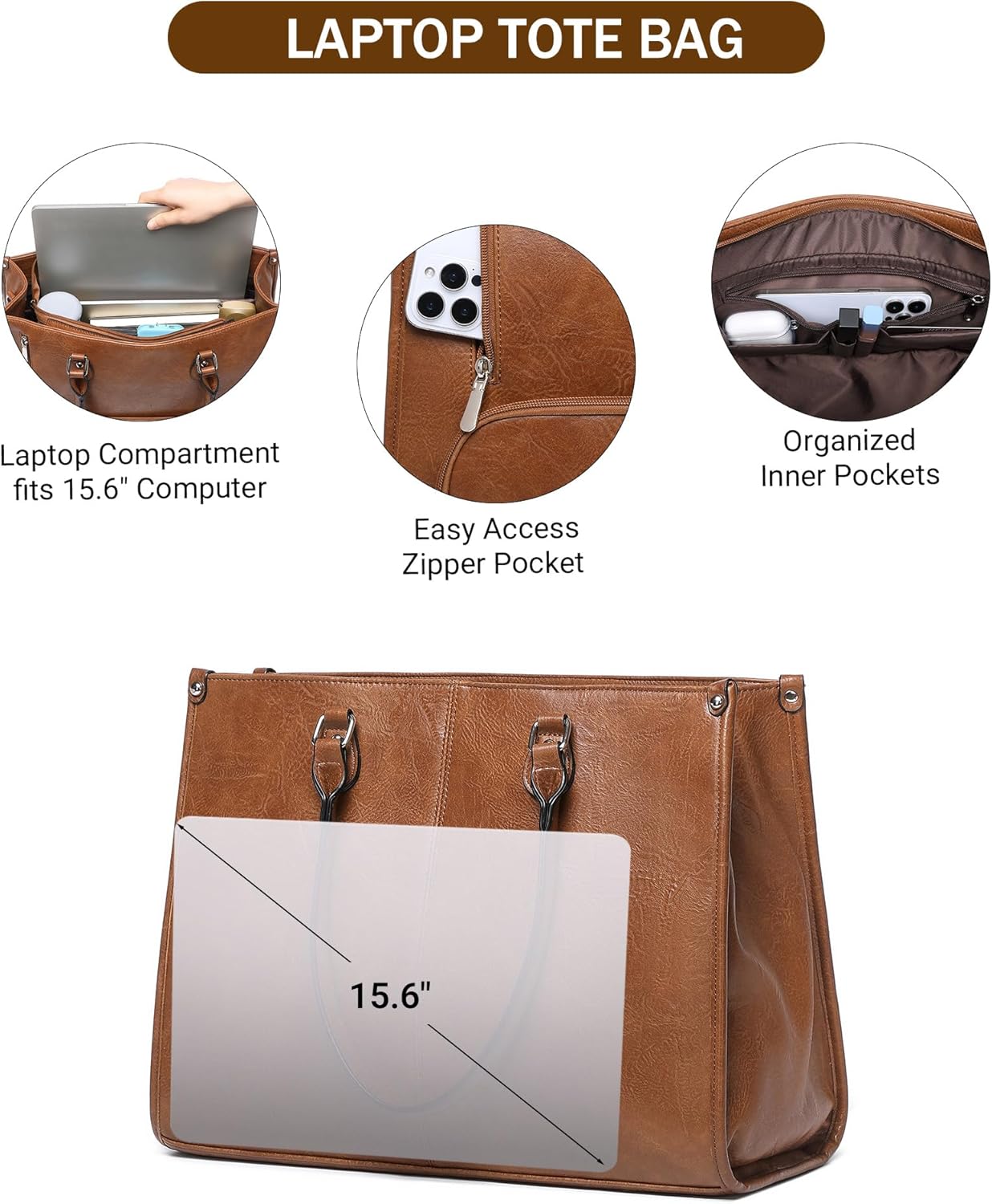 2-in-1 laptoptas met geïsoleer - Leather Work Laptop Bag recensie en prijs