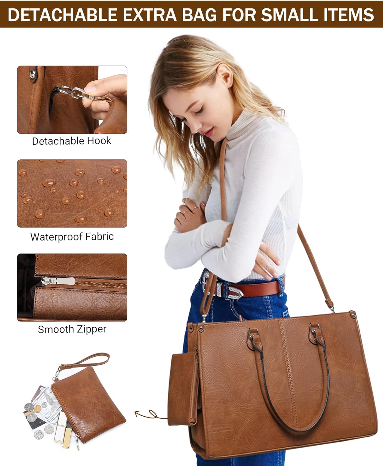 2-in-1 laptoptas met geïsoleer - Leather Work Laptop Bag recensie en prijs