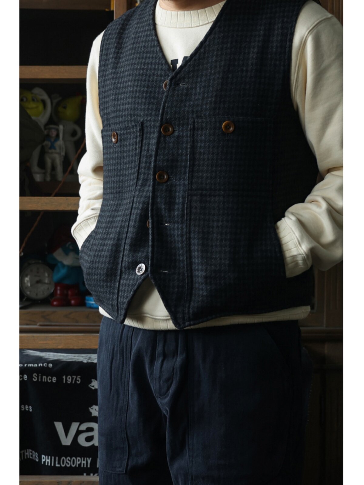 Secondorder FW24 Vintage wolle - Leather Work Vest For Men recensie en prijs