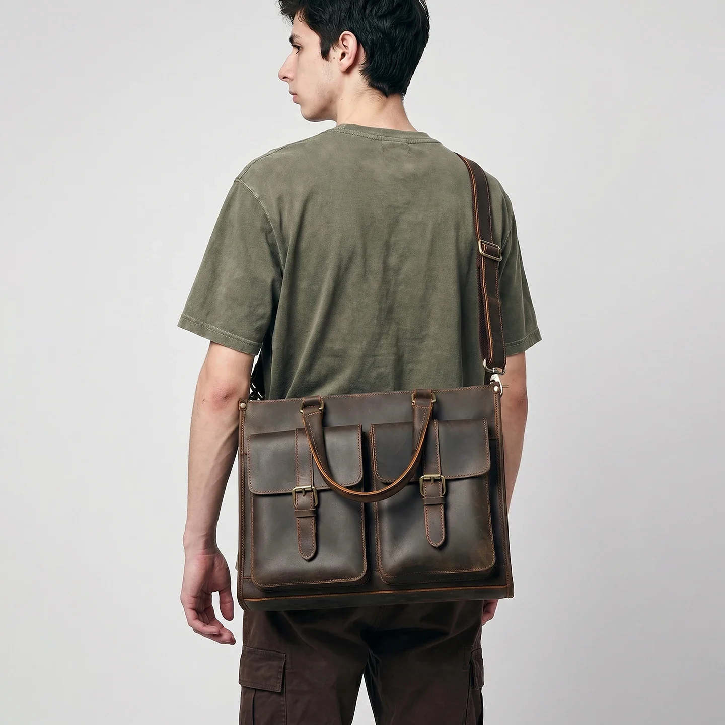 Vintage Echt Lederen Heren Sch - Leather Work Laptop Bag recensie en prijs