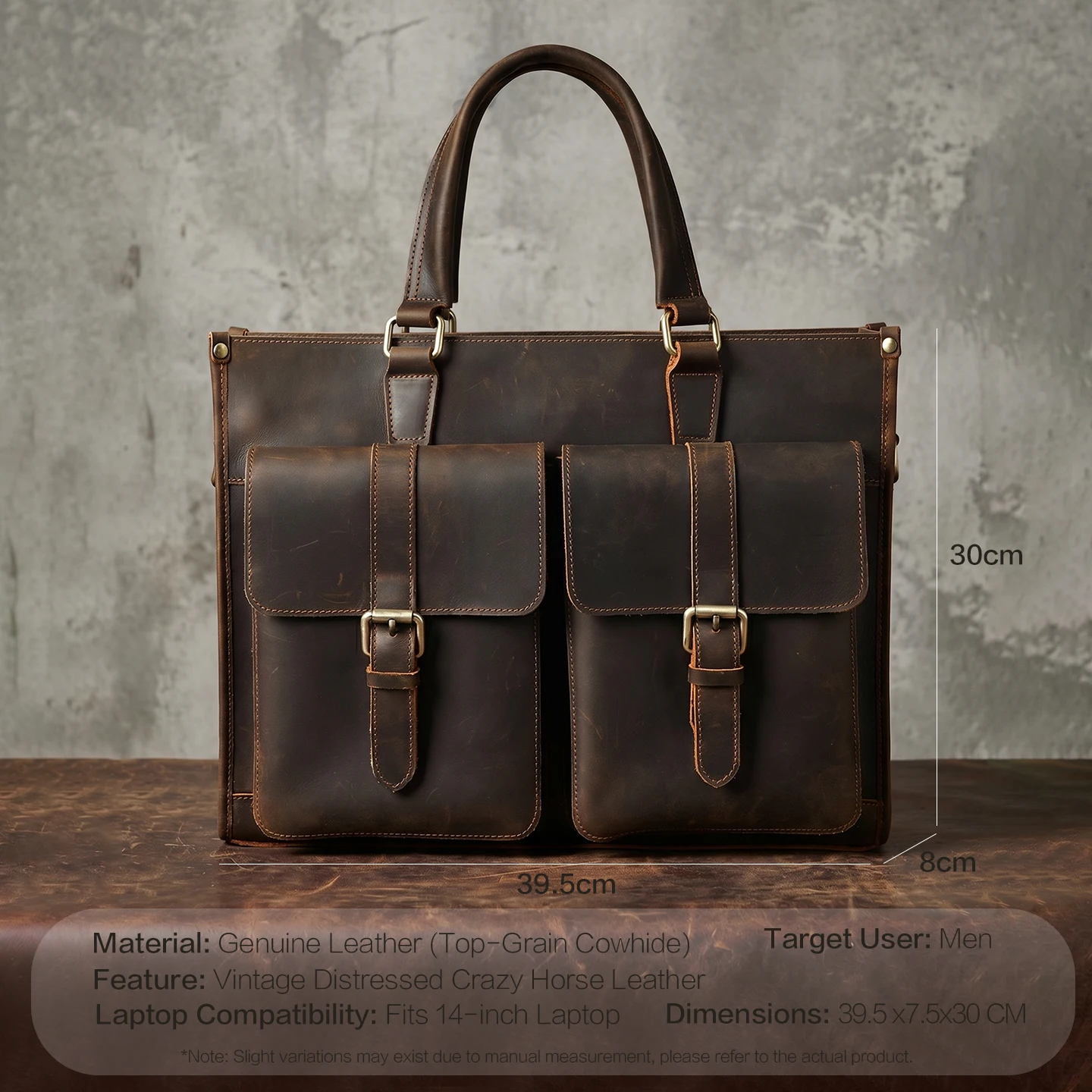 Vintage Echt Lederen Heren Sch - Leather Work Laptop Bag recensie en prijs