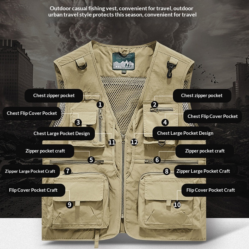 Werkvest met meerdere zakken W - Leather Work Vest For Men recensie en prijs