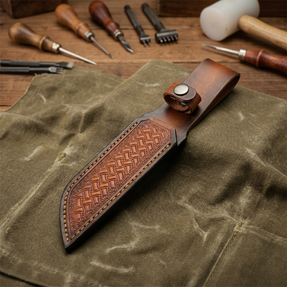 Bruin handgeprägd lederen vast - Leatherwork Tools recensie en prijs