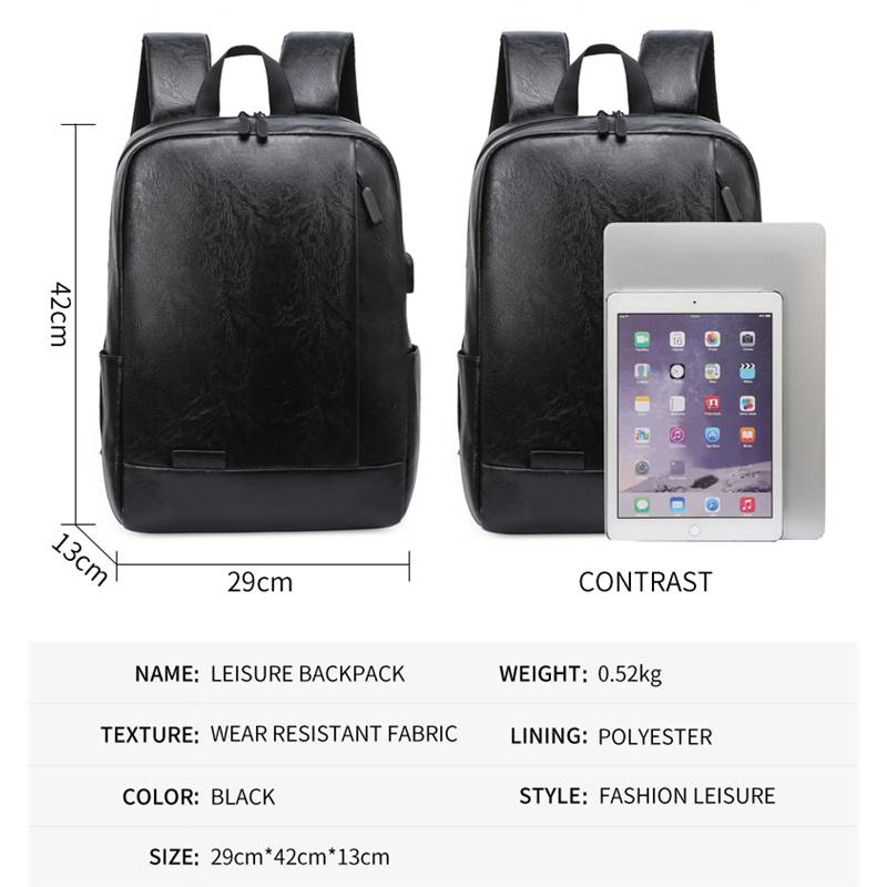 Heren modieuze rugzak PU leder - Leather Work Laptop Bag recensie en prijs