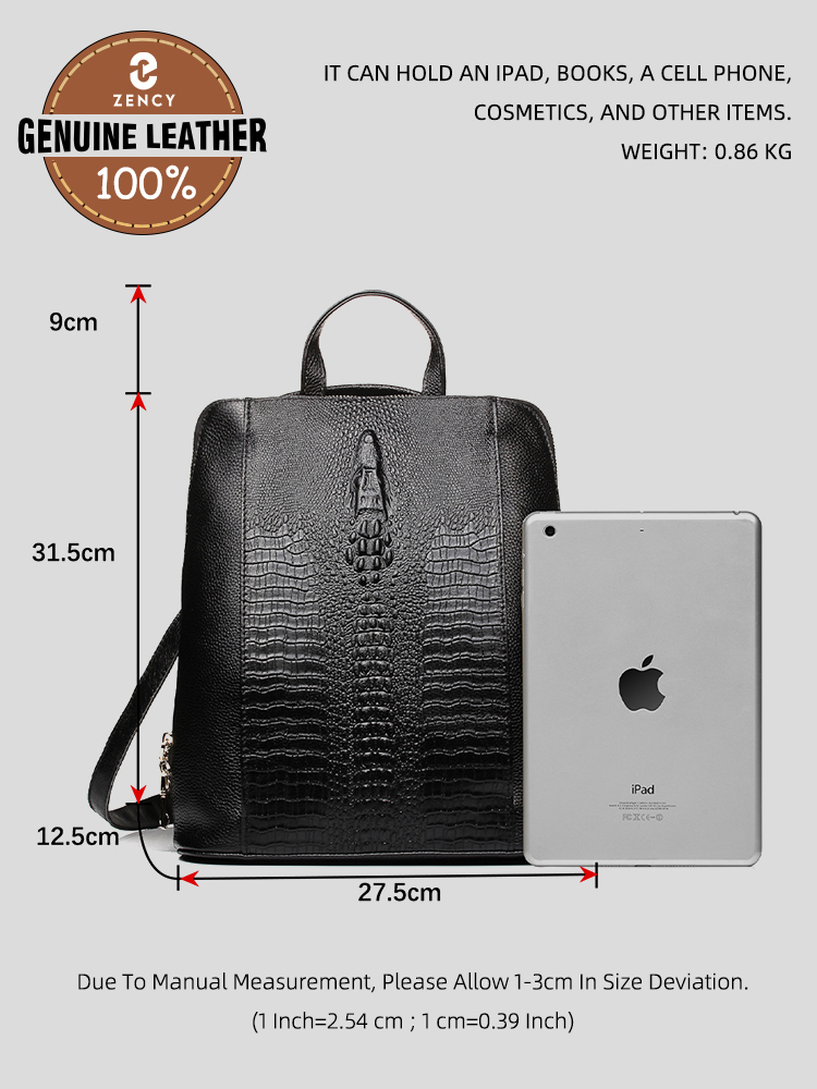 Zency Damesrugzak van krokodil - Leather Work Bag Women recensie en prijs